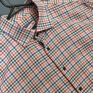 Johnnie-O Shirt Men's L Malibu Red Plaid Todd Hangin' Out Long Sleeve Button Up